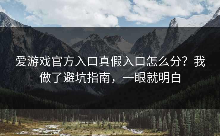 爱游戏官方入口真假入口怎么分？我做了避坑指南，一眼就明白