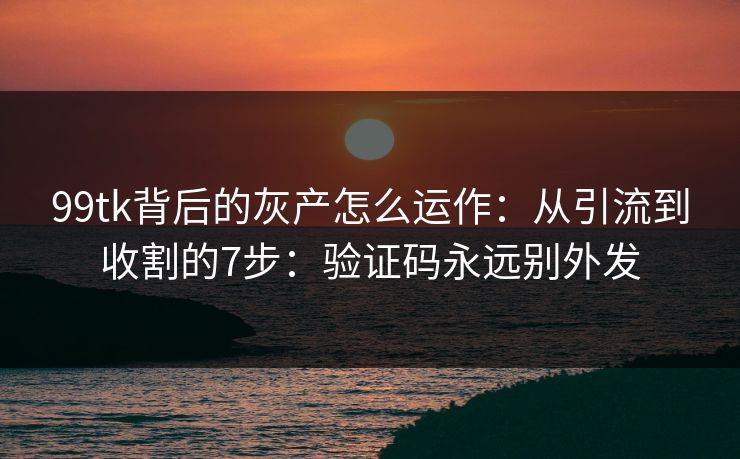 99tk背后的灰产怎么运作：从引流到收割的7步：验证码永远别外发