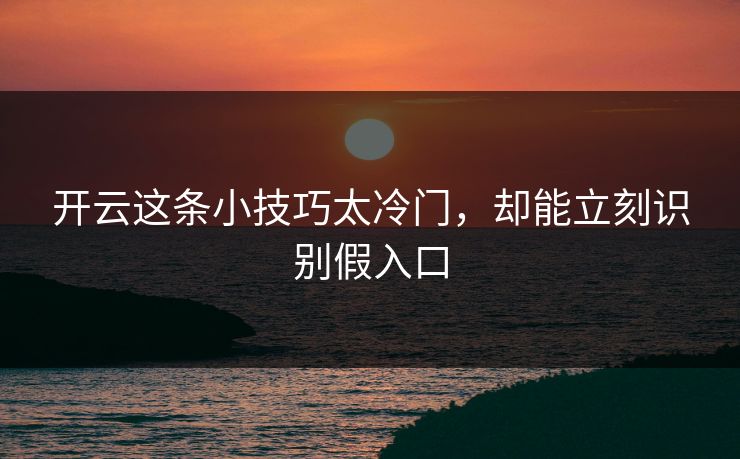 开云这条小技巧太冷门，却能立刻识别假入口
