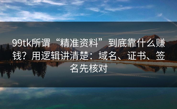 99tk所谓“精准资料”到底靠什么赚钱？用逻辑讲清楚：域名、证书、签名先核对