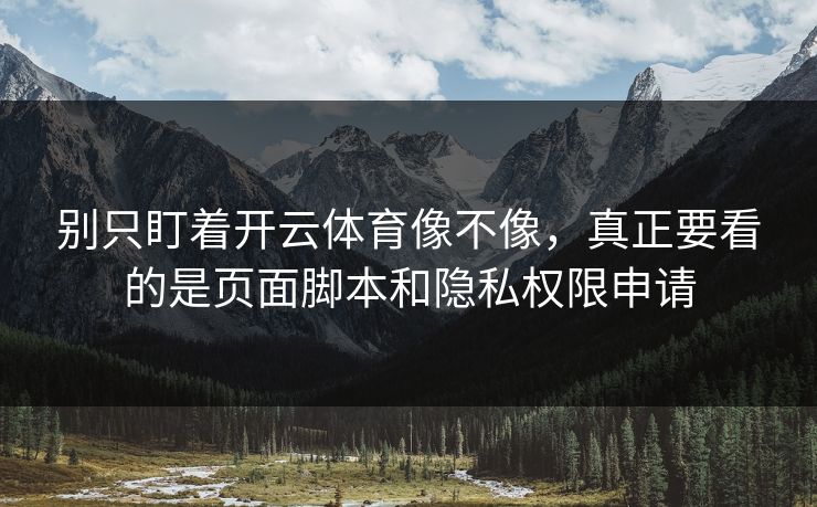 别只盯着开云体育像不像，真正要看的是页面脚本和隐私权限申请