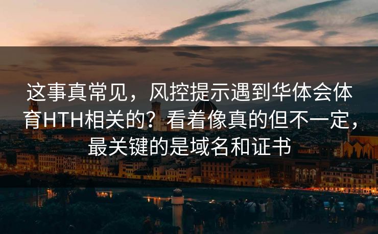 这事真常见，风控提示遇到华体会体育HTH相关的？看着像真的但不一定，最关键的是域名和证书