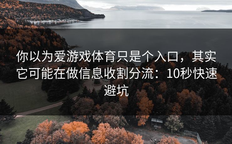 你以为爱游戏体育只是个入口，其实它可能在做信息收割分流：10秒快速避坑